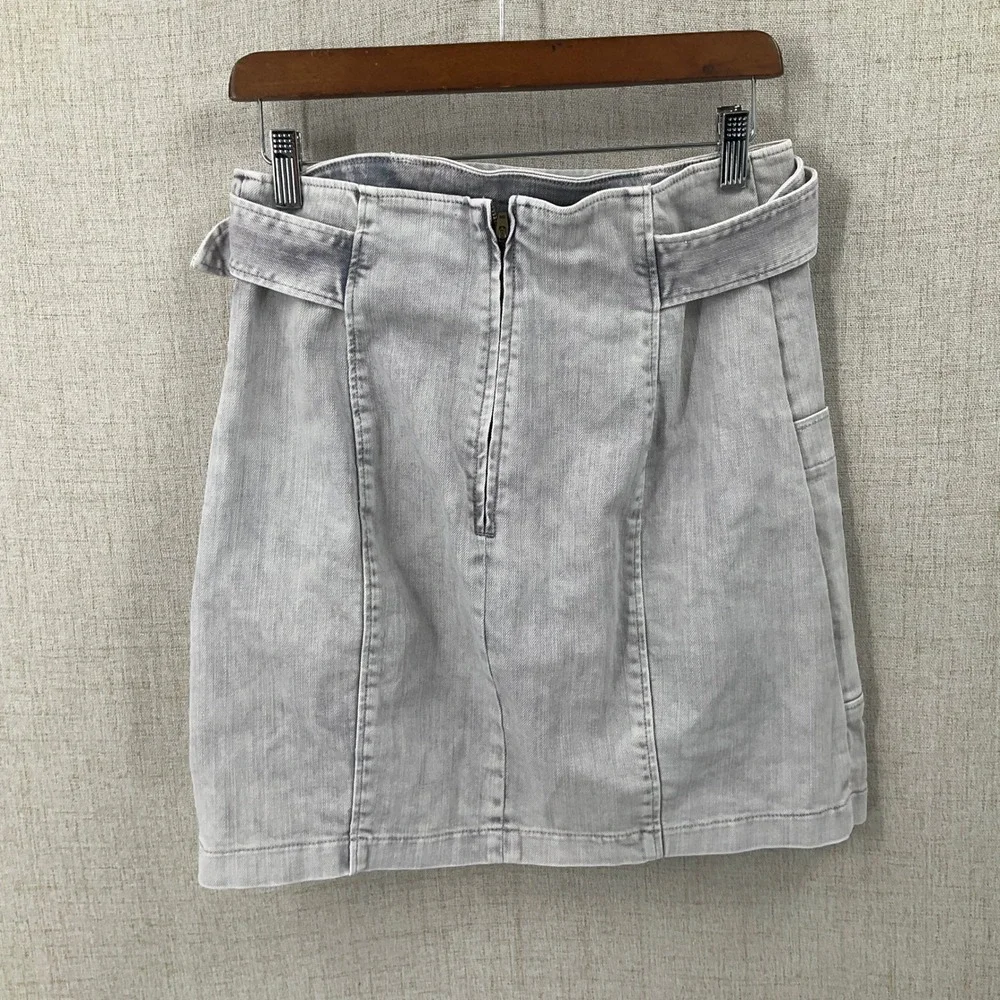 La Vie Rebecca Taylor Skirt Women 28 Grey Denim Belted Utility Mini Classic Boho